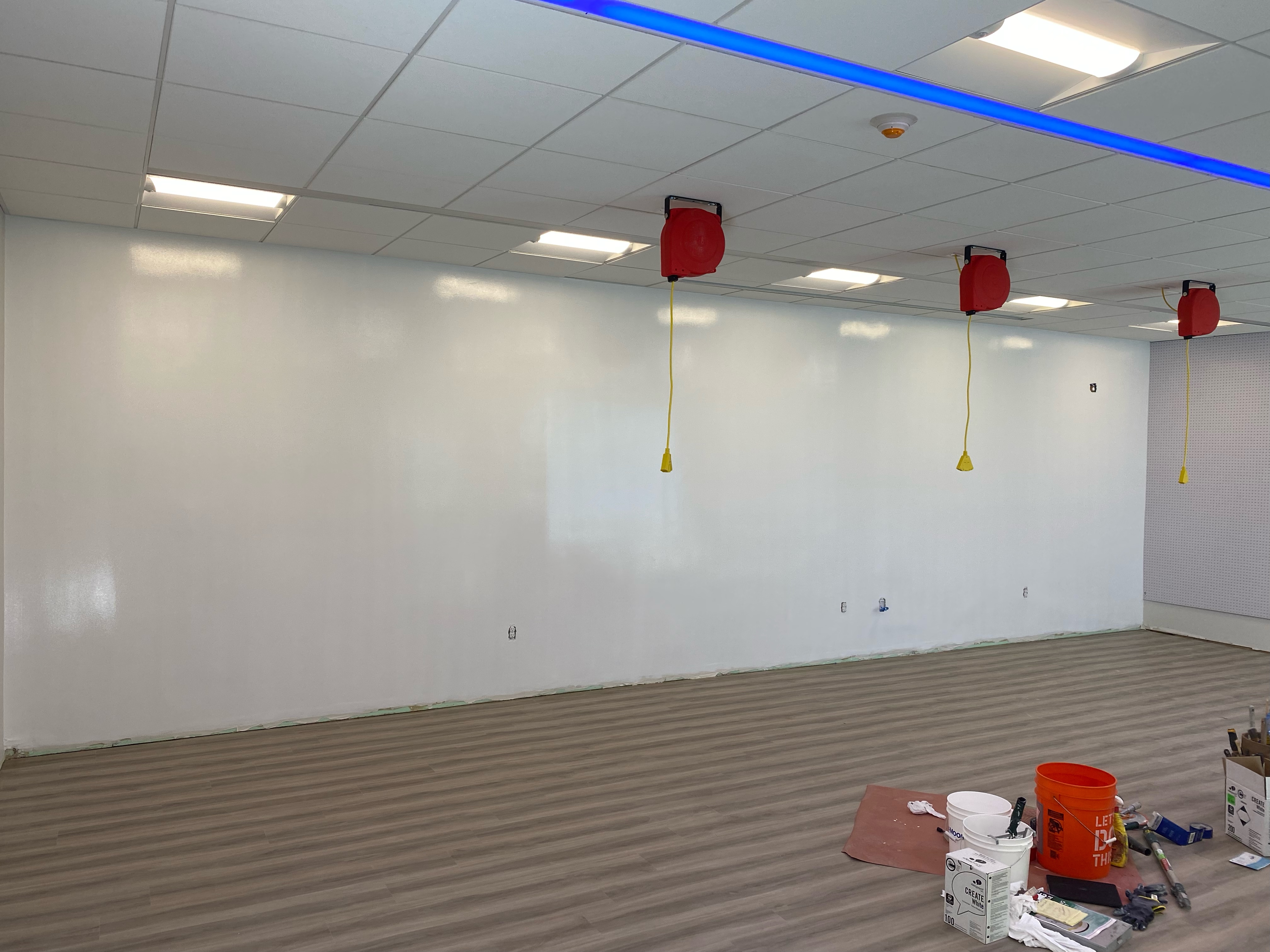 after stage of wall size white board
