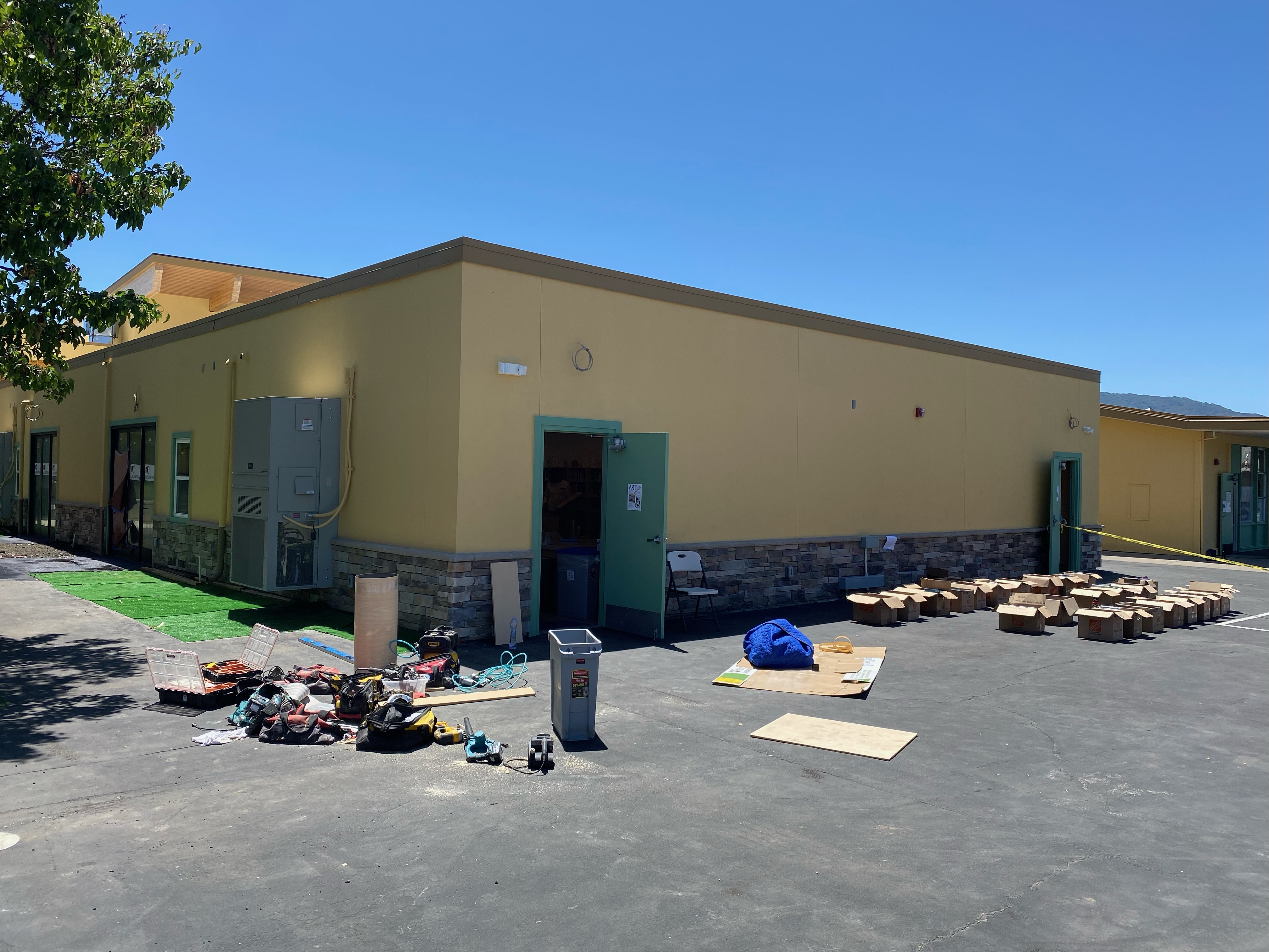 after stage of school building paint